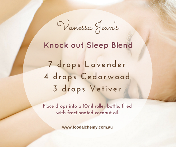 Knock Out Sleep Blend essential oil reference: Lavender, Cedarwood, Vetiver
