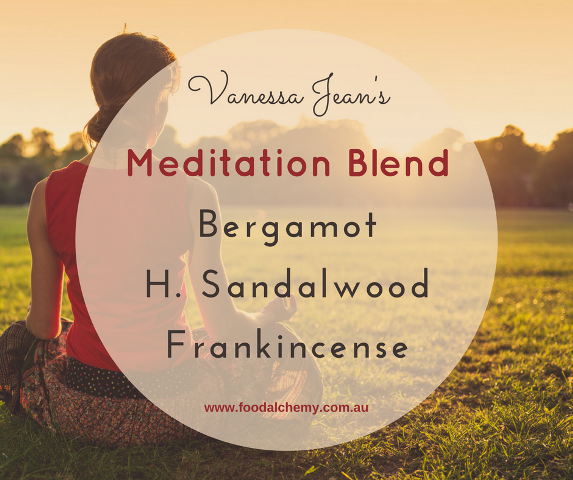 Meditation Blend essential oil reference: Bergamot, Hawaiian Sandalwood, Frankincense
