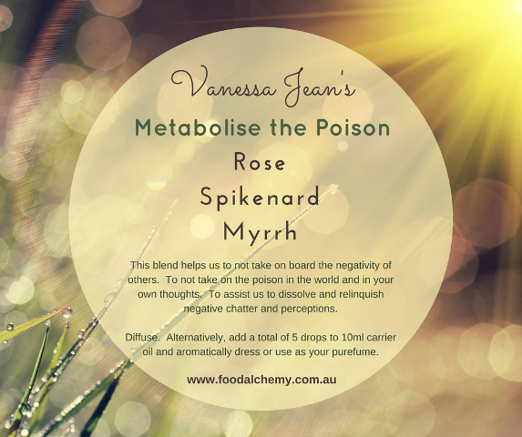 Metabolise the Poison essential oil reference: Rose, Spikenard, Myrrh