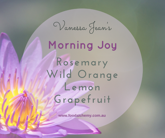 Morning Joy essential oil reference: Rosemary, Wild Orange, Lemon, Grapefruit