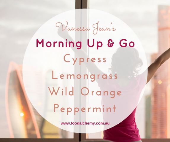 Morning Up & Go essential oil reference: Cypress, Lemongrass, Wild Orange, Peppermint