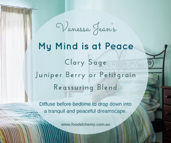 My Mind is at Peace essential oil reference: Clary Sage, Juniper Berry, Petitgrain, Reassuring Blend
