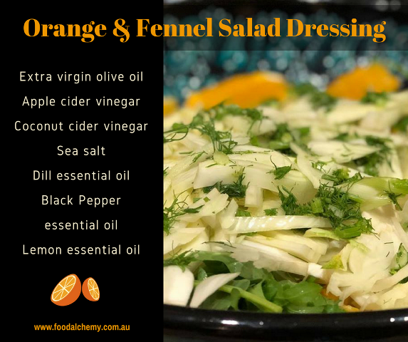 Orange & Fennel Salad Dressing essential oil reference: Black Pepper, Dill, Lemon
