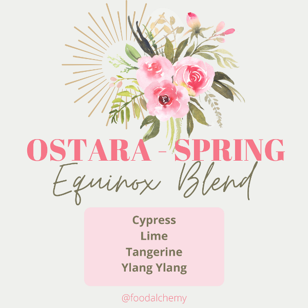 Ostara essential oil reference: Cypress, Lime, Tangerine, Ylang Ylang