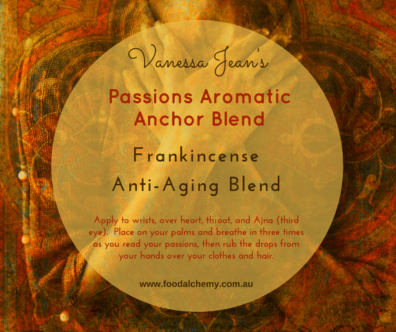 Passions Aromatic Anchor Blend essential oil reference: Frankincense, Anti-Aging Blend