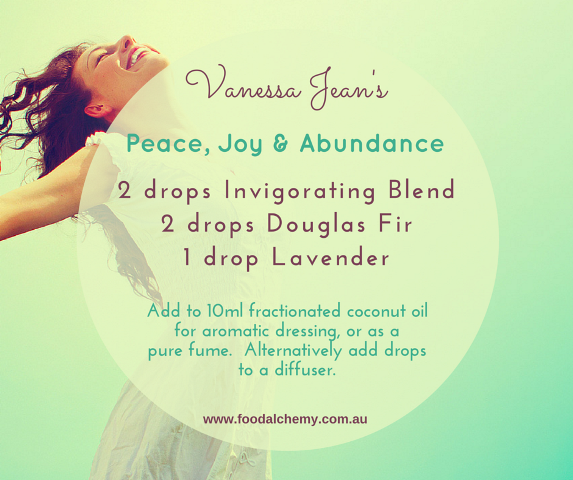 Peace, Joy & Abundance essential oil reference: Invigorating Blend, Douglas Fir, Lavender