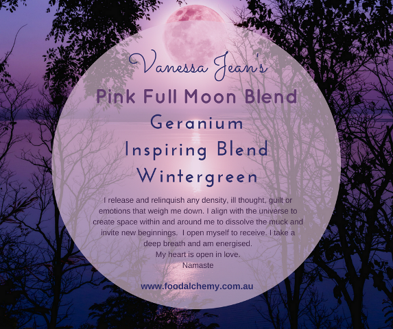 Pink Full Moon essential oil reference: Geranium, Inspiring Blend, Wintergreen