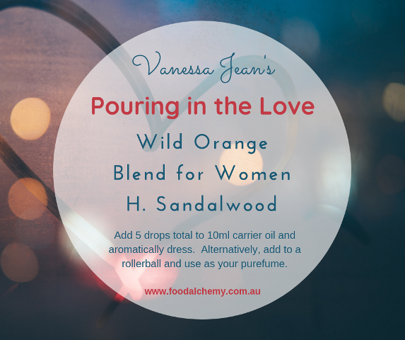 Pouring in the Love essential oil reference: Wild Orange, Blend for Women, Hawaiian Sandalwood