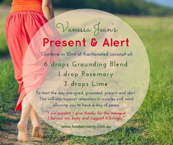 Present & Alert essential oil reference: Grounding Blend, Rosemary, Lime