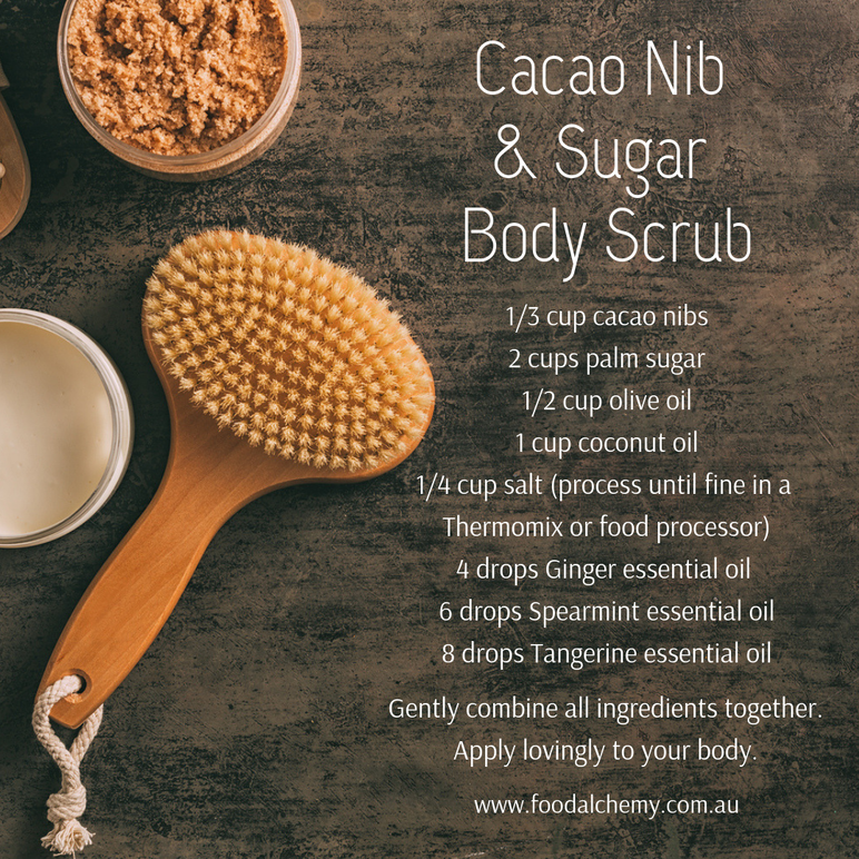 Cacao Nib & Sugar Body Scrub essential oil reference: Ginger, Spearmint, Tangerine