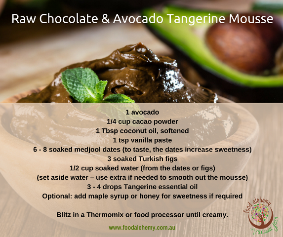 Raw Chocolate & Avocado Tangerine Mousse essential oil reference: Tangerine