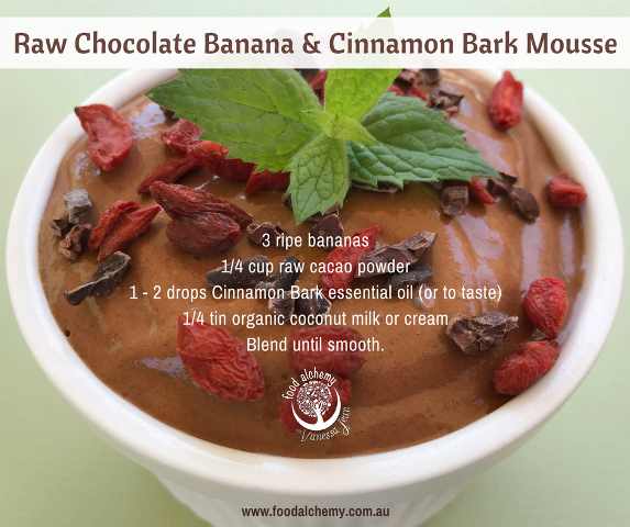Raw Chocolate Banana & Cinnamon Bark Mousse essential oil reference: Cinnamon Bark