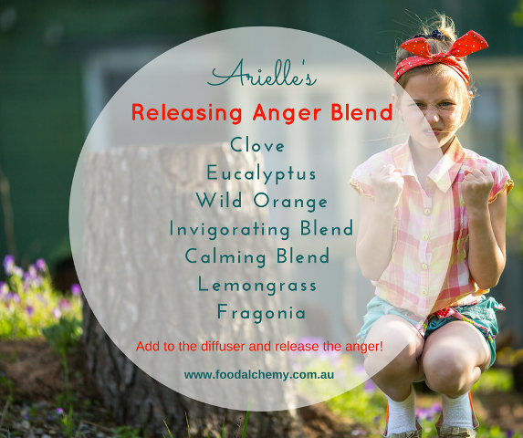 Releasing Anger Blend essential oil reference: Clove, Eucalyptus, Wild Orange, Invigorating Blend, Calming Blend, Lemongrass, Fragonia