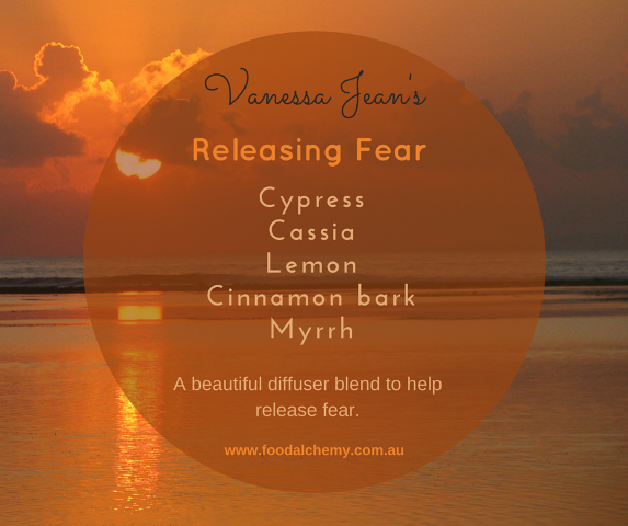 Releasing Fear essential oil reference: Cypress, Cassia, Lemon, Cinnamon Bark, Myrrh