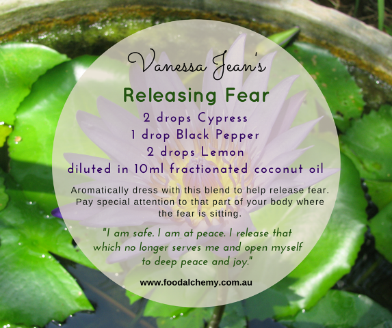 Releasing Fear essential oil reference: Cypress, Black Pepper, Lemon