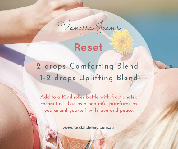 Reset essential oil reference: Comforting Blend, Uplifting Blend