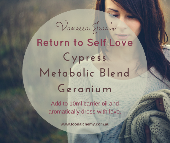 Return to Self Love essential oil reference: Cypress, Metabolic Blend, Geranium