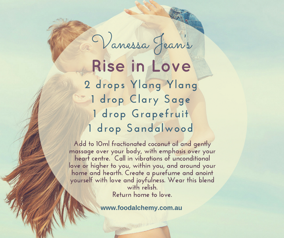 Rise in Love essential oil reference: Ylang Ylang, Clary Sage, Grapefruit, Sandalwood
