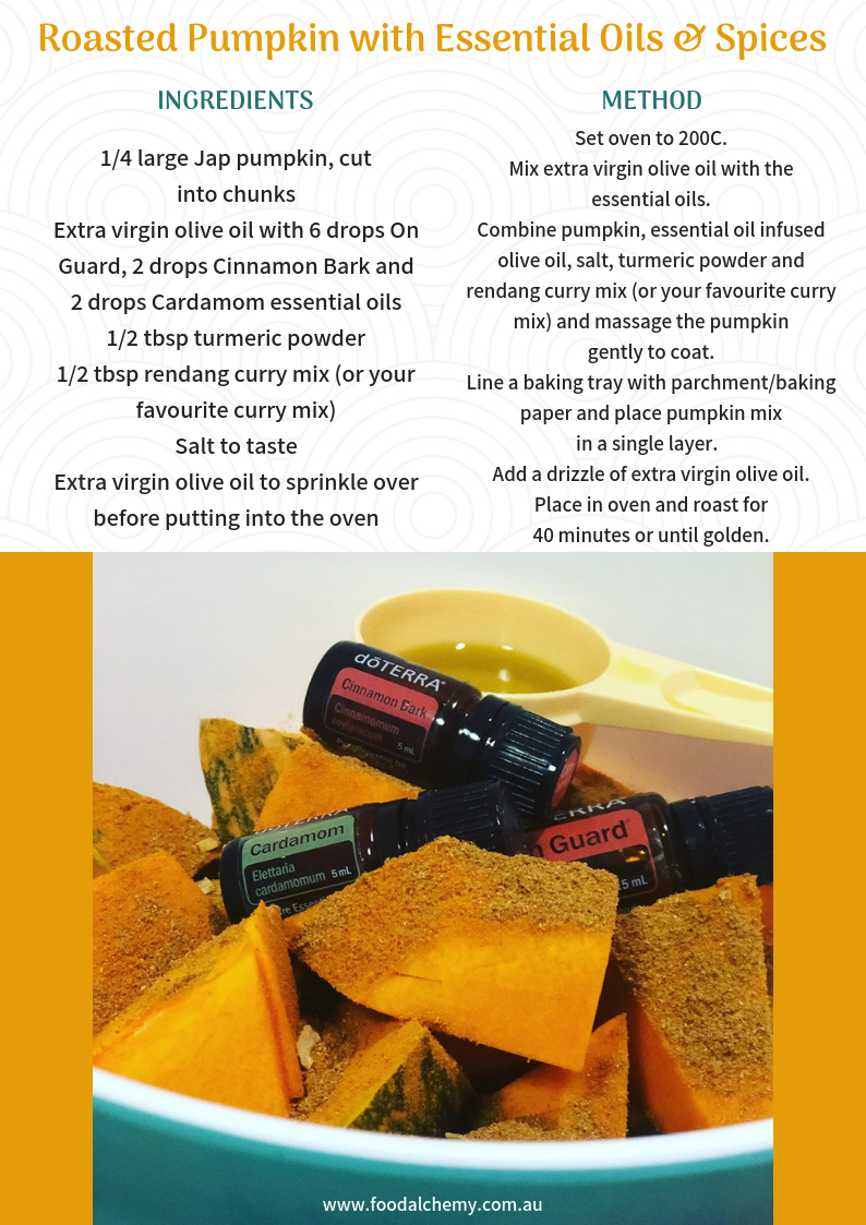 Roasted Pumpkin with Essential Oils & Spices essential oil reference: On Guard, Cinnamon Bark, Cardamom