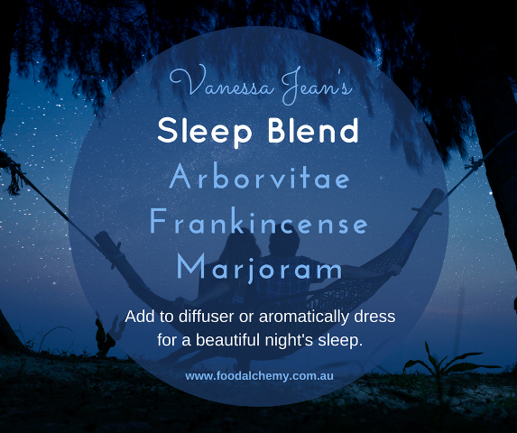 Sleep Blend essential oil reference: Arborvitae, Frankincense, Marjoram