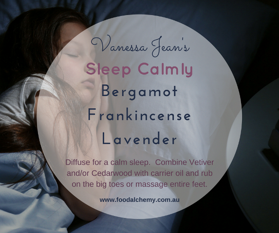 Sleep Calmly essential oil reference: Bergamot, Frankincense, Lavender