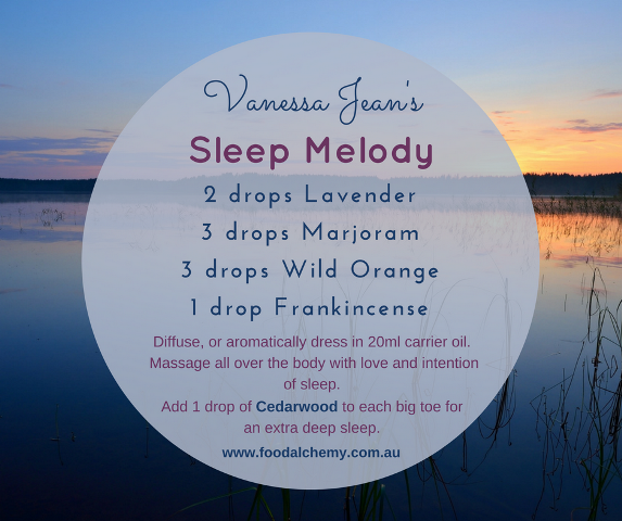 Sleep Melody essential oil reference: Lavender, Marjoram, Wild Orange, Frankincense
