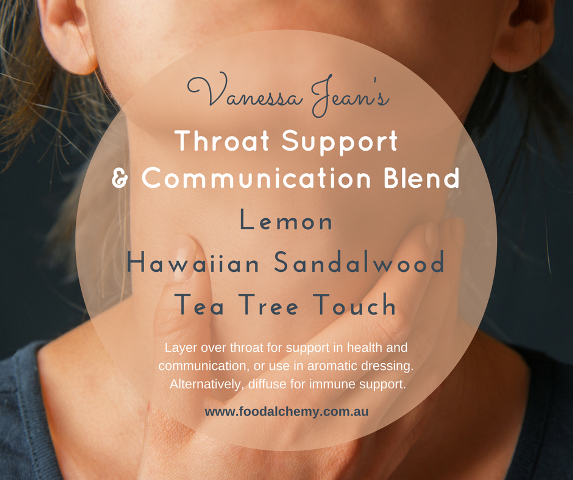 Vanessa Jean's Throat Support & Communication Blend with Lemon, Hawaiian Sandalwood, Tea Tree Touch essential oils