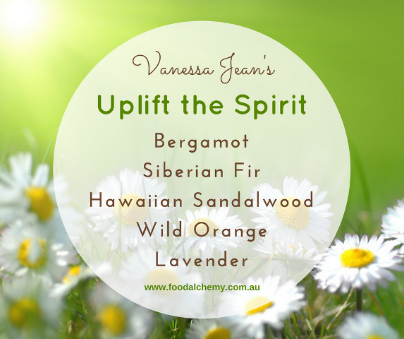 Uplift the Spirit essential oil reference: Siberian Fir, Bergamot, Hawaiian Sandalwood, Wild Orange, Lavender