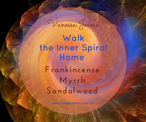 Walk the Inner Spiral Home essential oil reference: Frankincense, Myrrh, Sandalwood