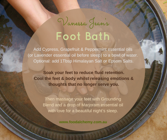 Foot bath with Cypress, Grapefruit, Peppermint, Lavender, Marjoram essential oils