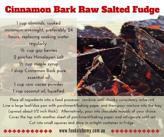 Cinnamon bark raw salted fudge with Cinnamon Bark essential oil