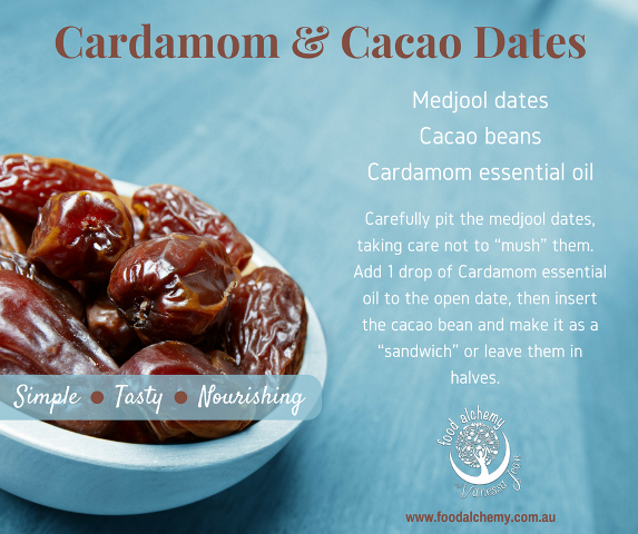 Cardamom and Cacao Dates with Cardamom essential oil