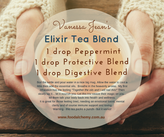Elixir tea blend with Peppermint, Protective Blend and Digestive Blend essential oils and blends