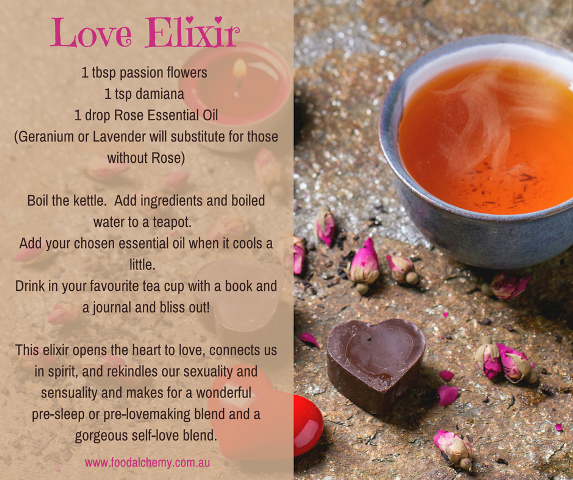Love Elixir drink with Rose, Geranium and Lavender essential oil options