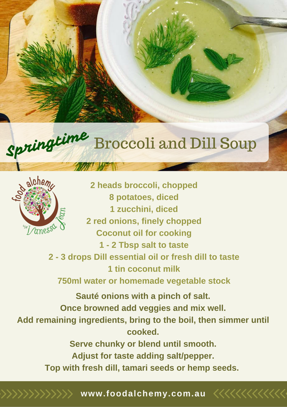 Springtime Broccoli & Dill Soup with Dill essential oil