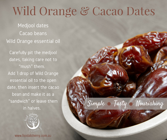 Wild Orange and Cacao Dates with Wild Orange essential oil